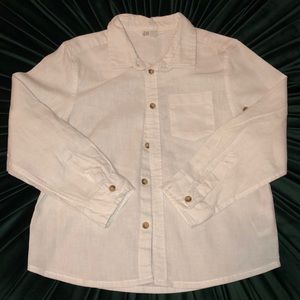 Boy’s White Linen Button Down Shirt Sz 5-6